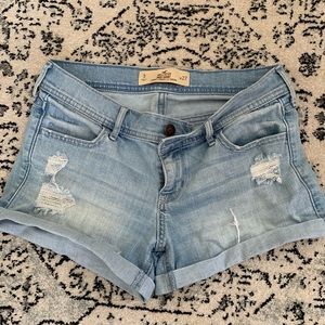 light wash denim ripped shorts